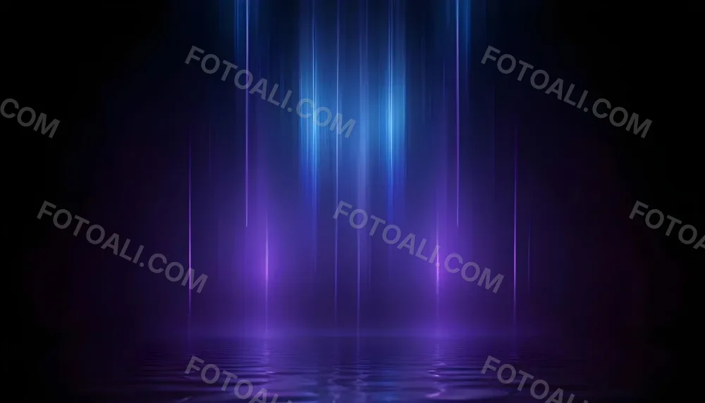 Abstract Background With Vertical Blue And Purple Light Streaks With A Water Reflection Effect At The Bottom Creating A Dynamic And Vibrant Composition 8 F318