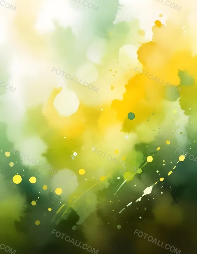 Abstract Background With Yellow And Green Bokeh Lights Creating A Dreamy And Ethereal Atmosphere With Sunlight Streaming From The Top Left Corner 30 8c5e