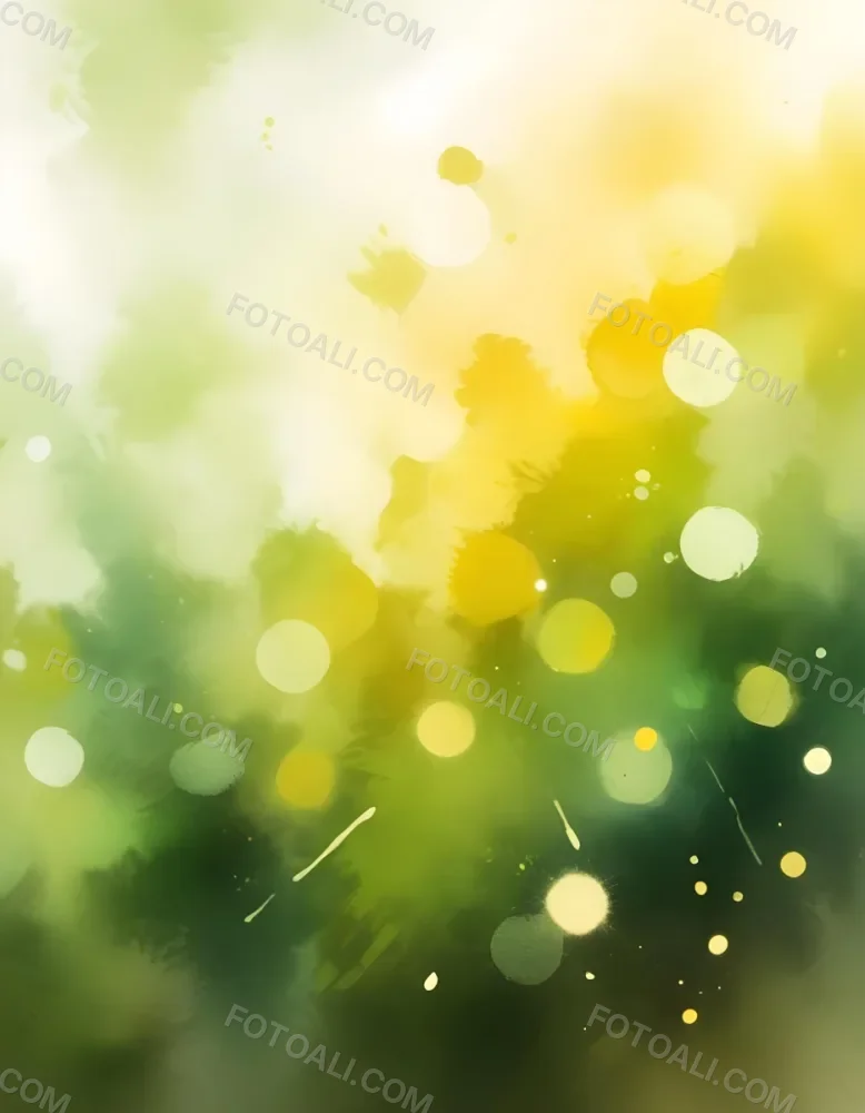 Abstract Background With Yellow And Green Bokeh Lights Creating A Dreamy And Ethereal Atmosphere With Sunlight Streaming From The Top Left Corner 4 3da1