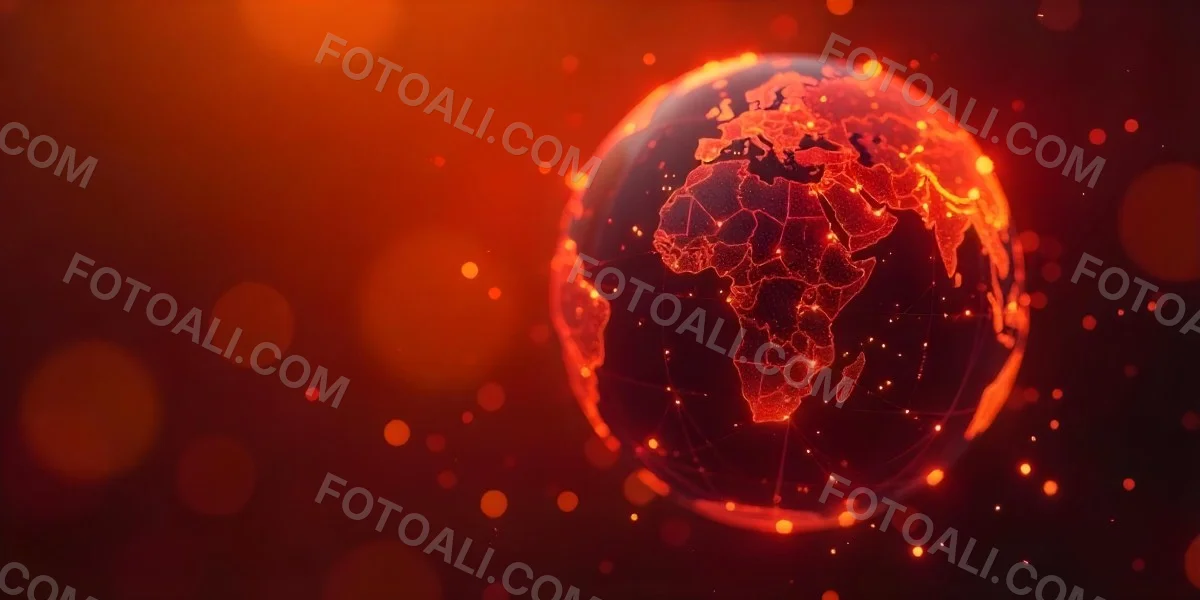 Abstract Globe With Orange And Red Glowing Lines And Dots Network Connections Orange Background With Bokeh Effect 5 0afe