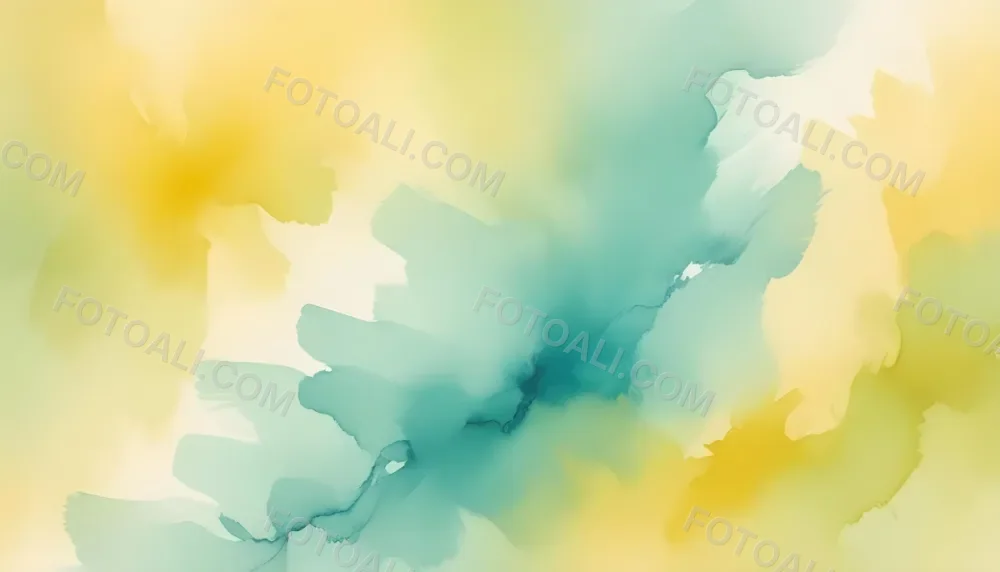 Abstract Watercolor Painting With A Blend Of Light Yellow And Turquoise Hues Creating A Soft Effect Reminiscent Of A Watercolor Wash On Paper 23 D283
