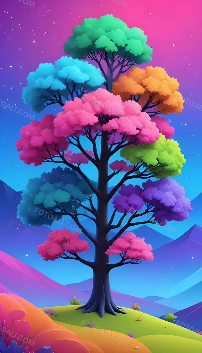 Adorable Cartoon Style A Large Tree With A Black T 11 Ecf7