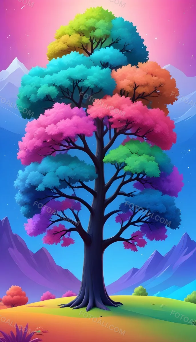 Adorable Cartoon Style A Large Tree With A Black T 14 C1c3