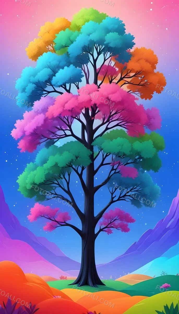 Adorable Cartoon Style A Large Tree With A Black T 15 Eb5a