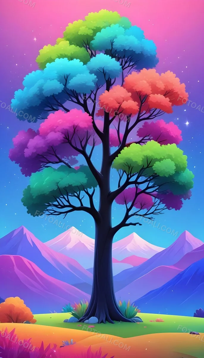 Adorable Cartoon Style A Large Tree With A Black T 19 1e07
