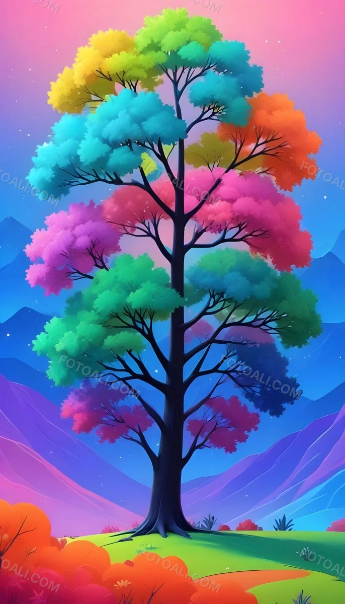 Adorable Cartoon Style A Large Tree With A Black T 2 A8c2