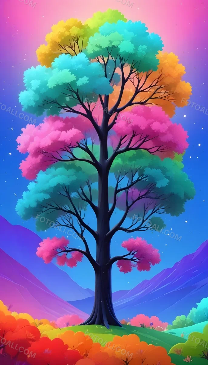 Adorable Cartoon Style A Large Tree With A Black T 35 2672