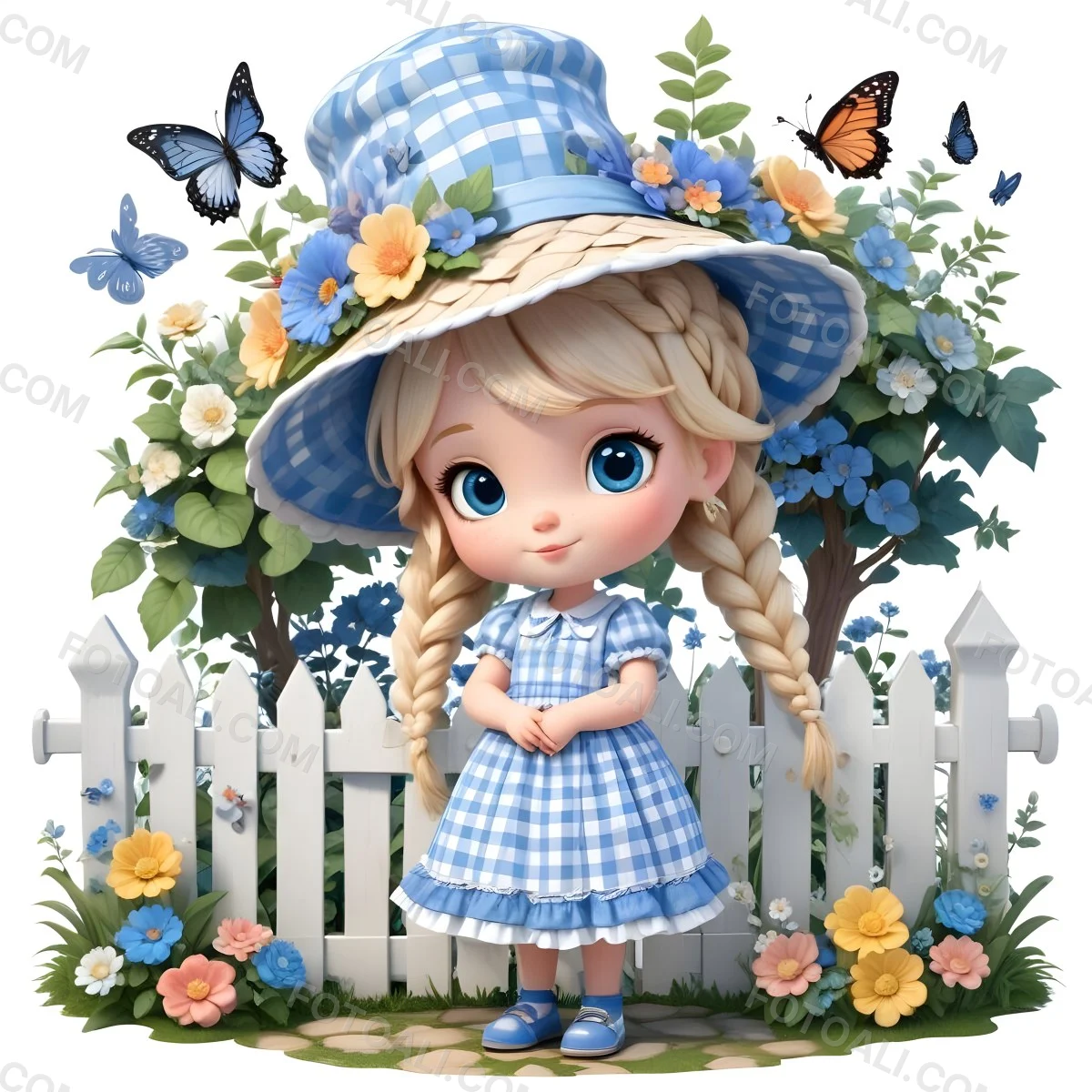 Adorable Cartoon Style A Young Girl With Large Blu 10 5fe8