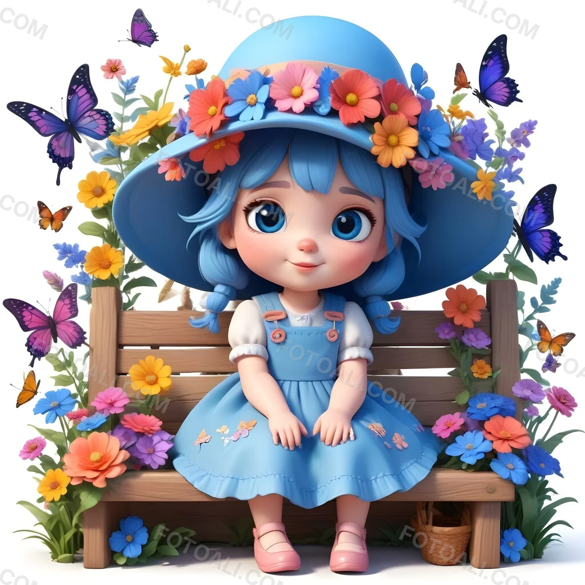 Adorable Cartoon Style A Young Girl With Large Blu 14 495b