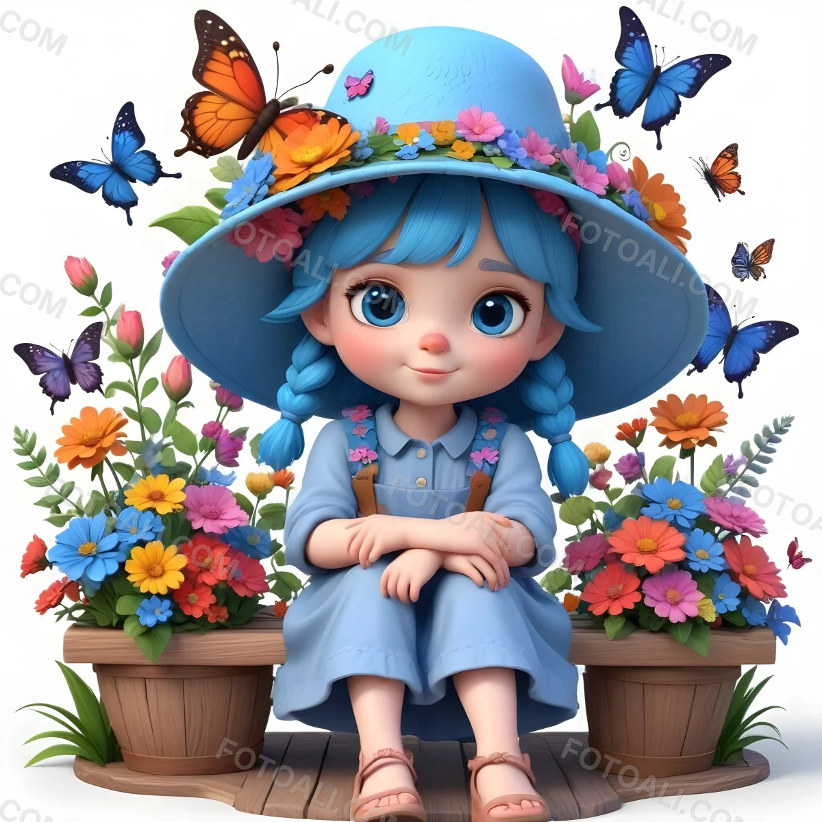 Adorable Cartoon Style A Young Girl With Large Blu 18 918a