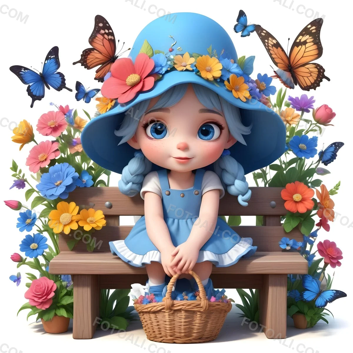 Adorable Cartoon Style A Young Girl With Large Blu 24 3c44