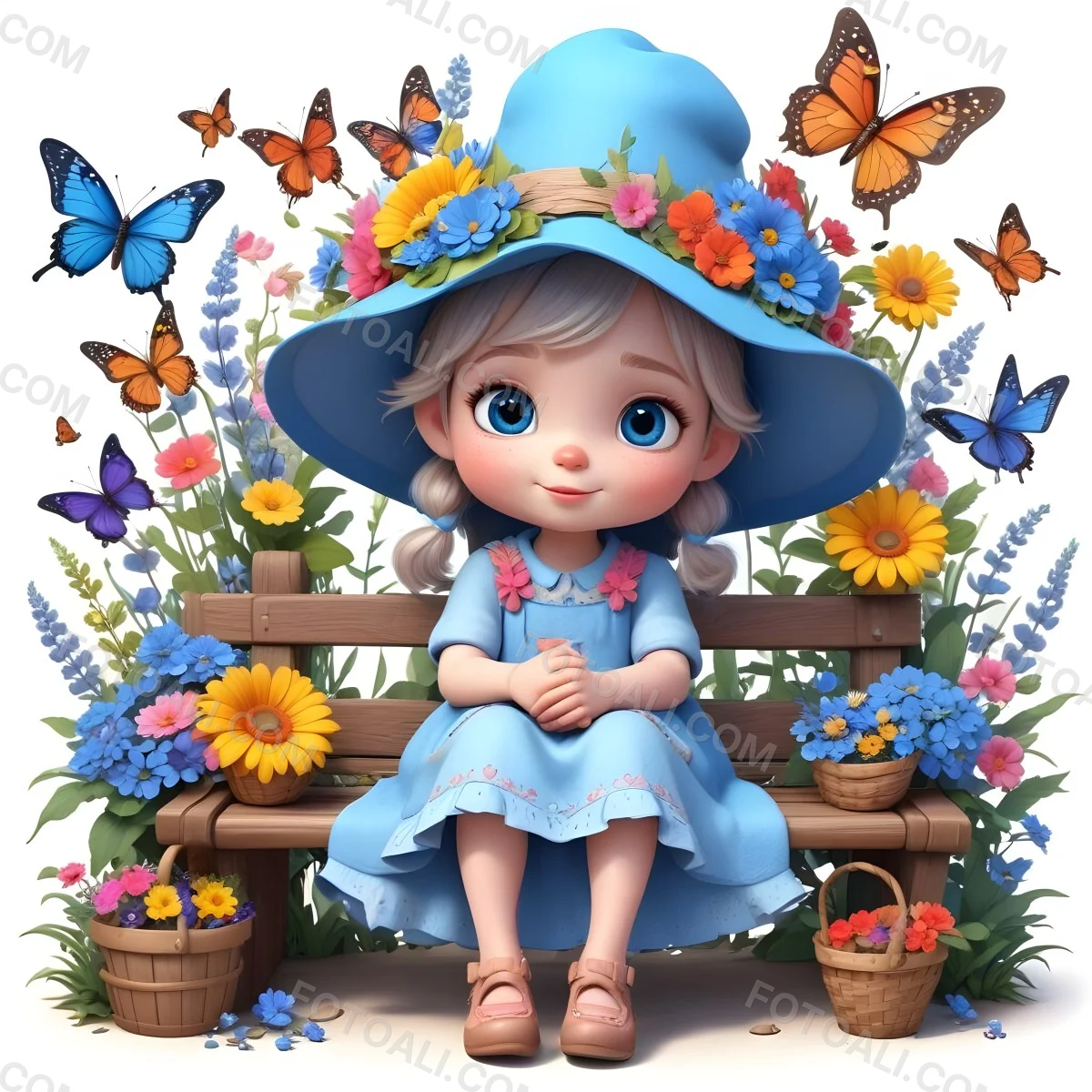 Adorable Cartoon Style A Young Girl With Large Blu 32 8952