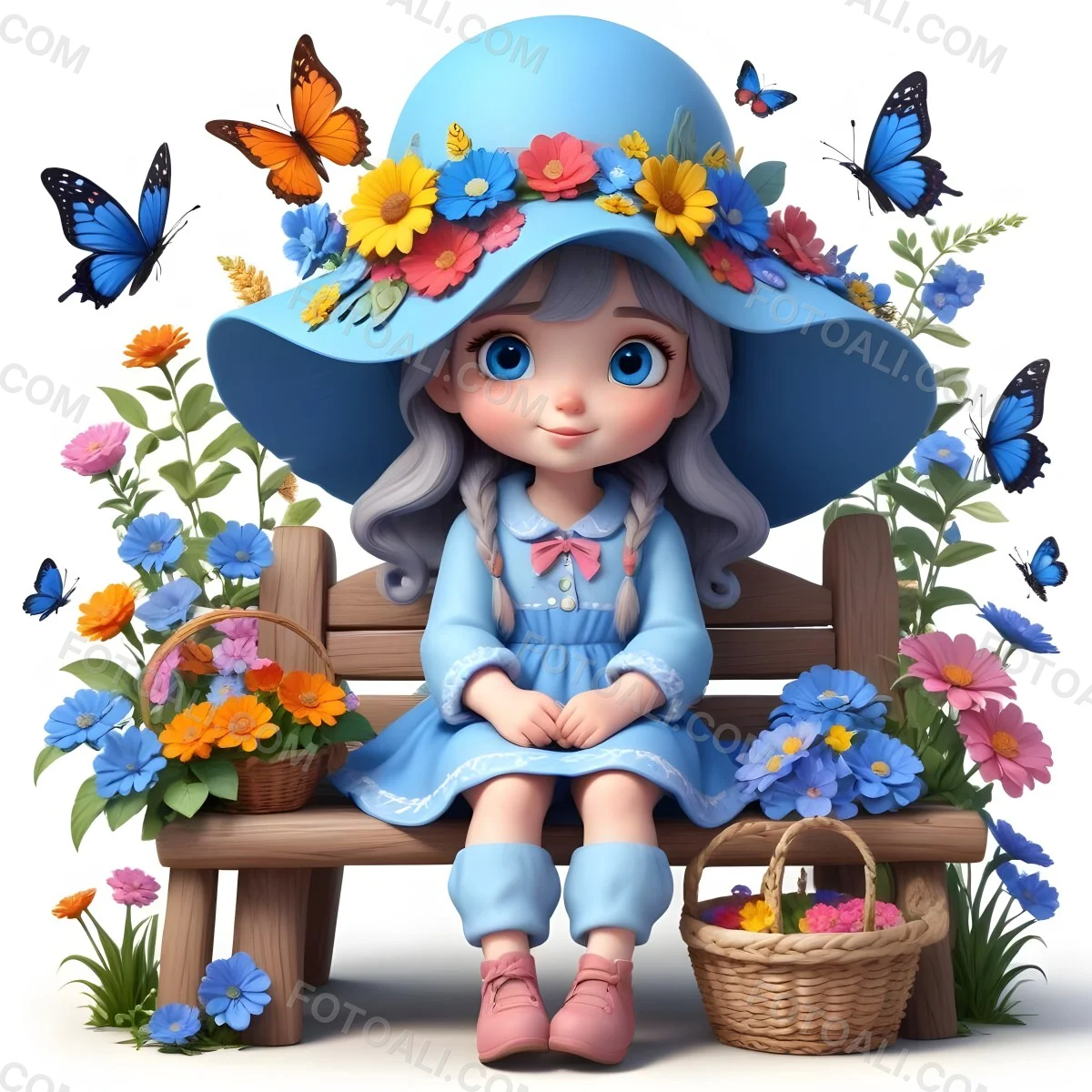 Adorable Cartoon Style A Young Girl With Large Blu 33 4301