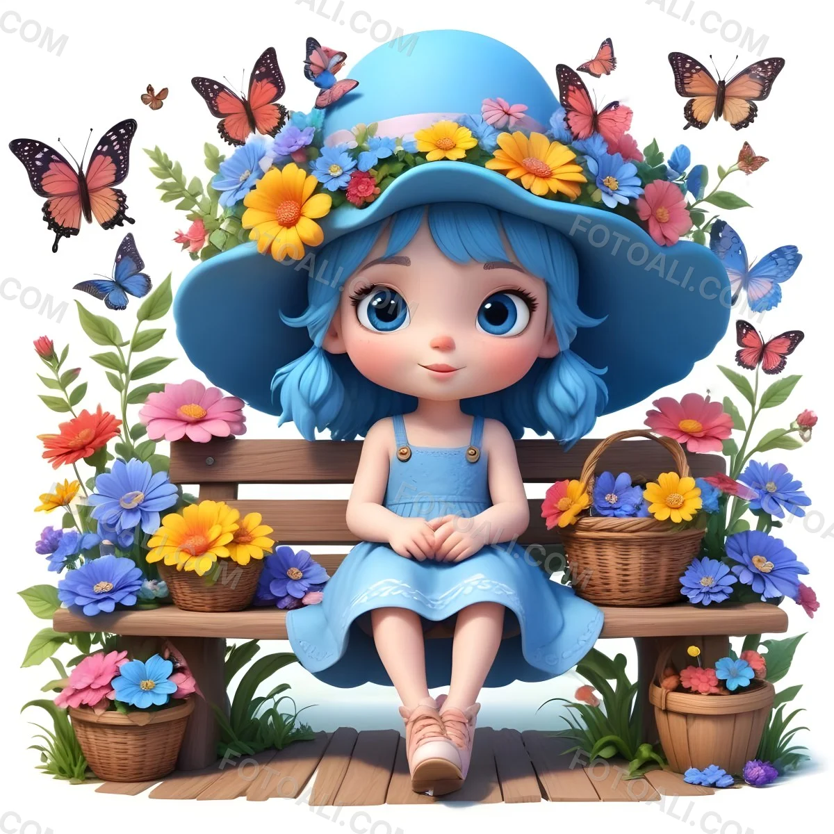 Adorable Cartoon Style A Young Girl With Large Blu 38 1f7f