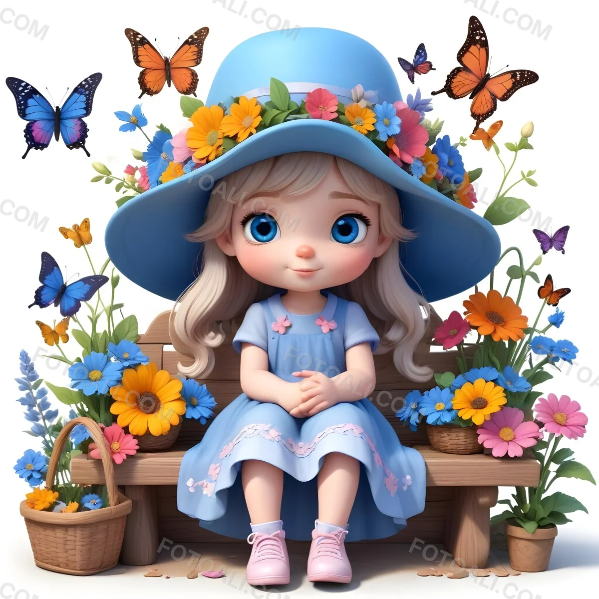 Adorable Cartoon Style A Young Girl With Large Blu 41 Aac5