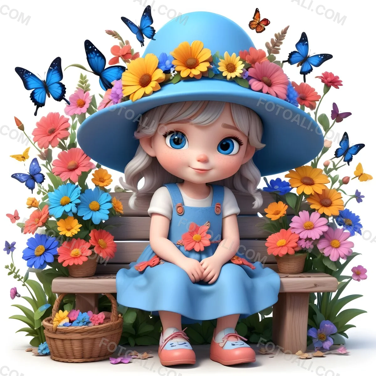 Adorable Cartoon Style A Young Girl With Large Blu 42 79fb