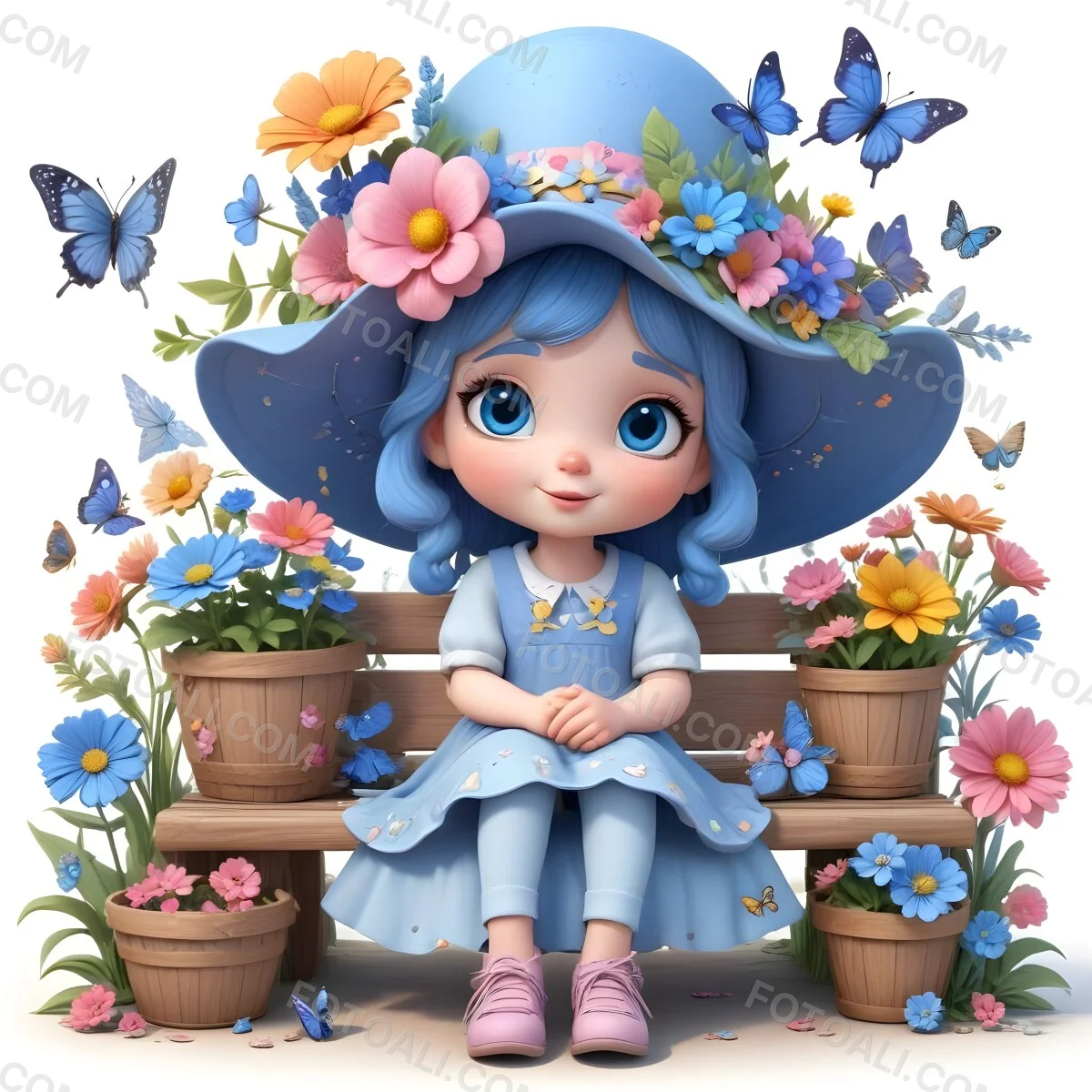Adorable Cartoon Style A Young Girl With Large Blu 46 Abea
