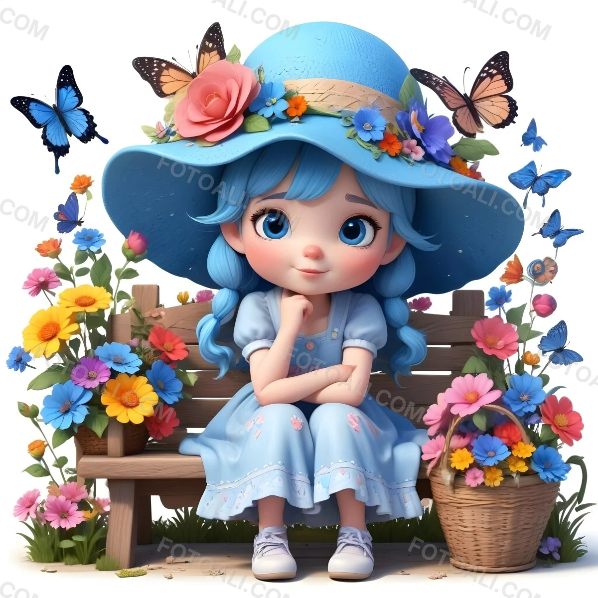 Adorable Cartoon Style A Young Girl With Large Blu 51 29e5