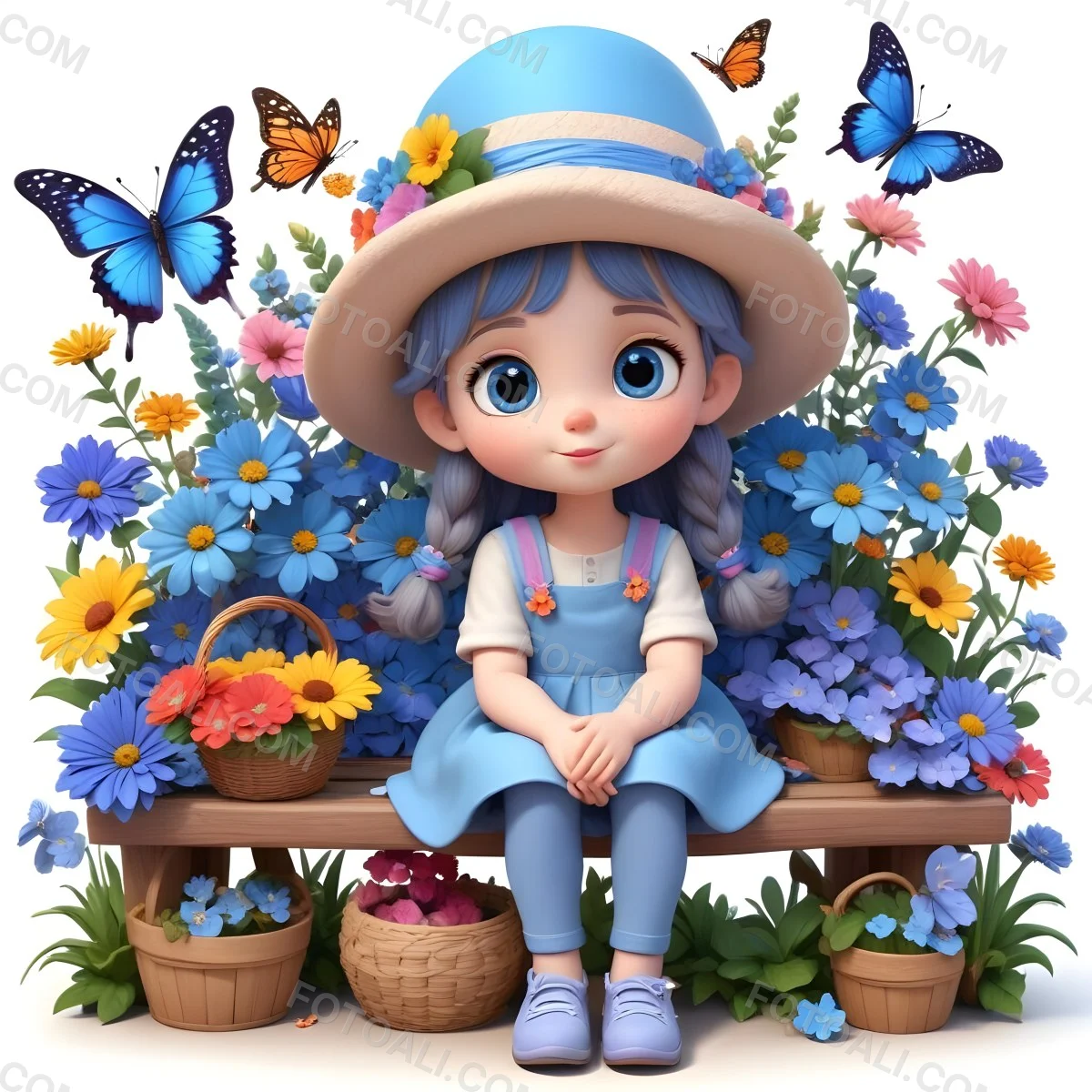 Adorable Cartoon Style A Young Girl With Large Blu 52 4a67