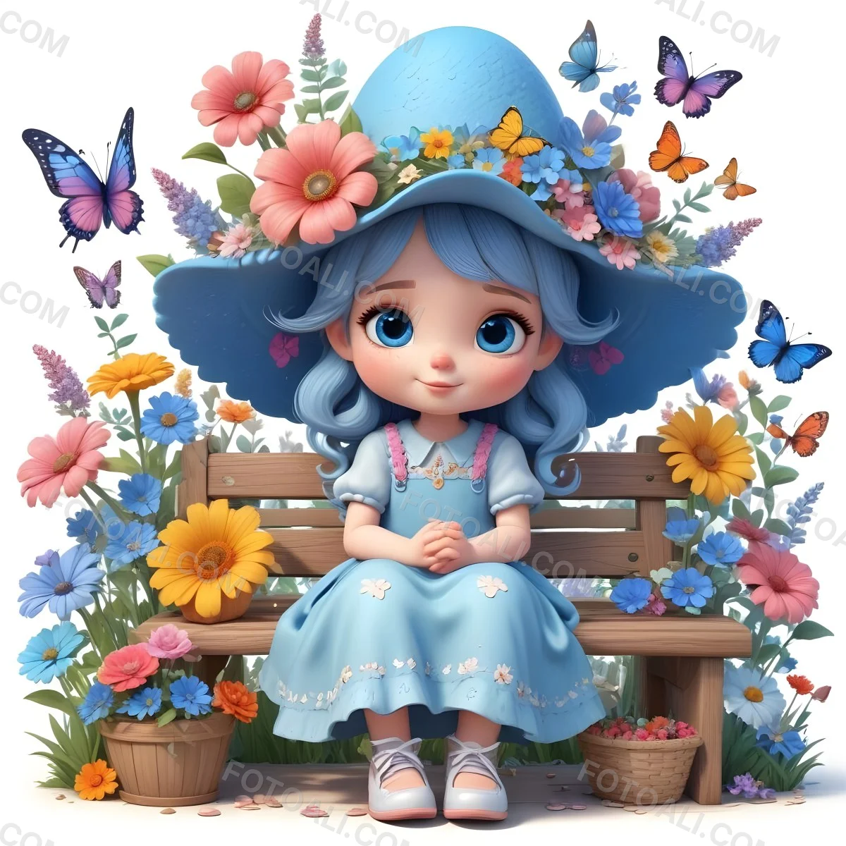 Adorable Cartoon Style A Young Girl With Large Blu 53 Db71