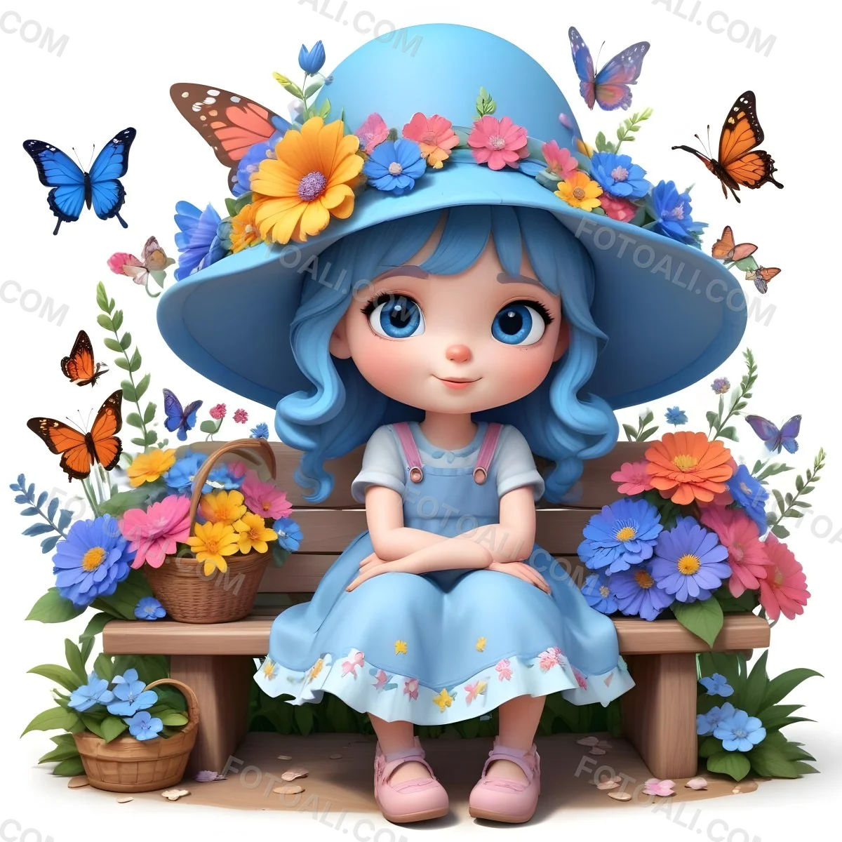 Adorable Cartoon Style A Young Girl With Large Blu 57 1c35