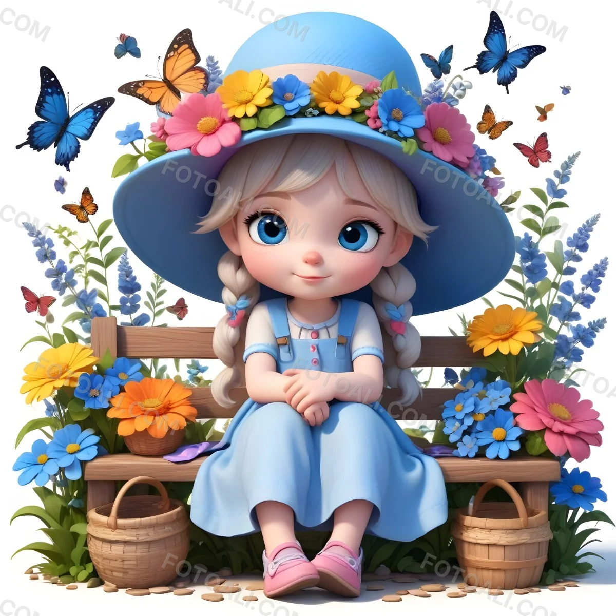 Adorable Cartoon Style A Young Girl With Large Blu 59 Da85