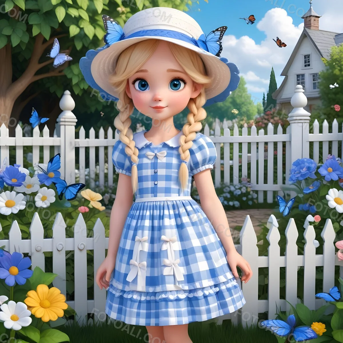 Adorable Cartoon Style A Young Girl With Large Blu 6 328d