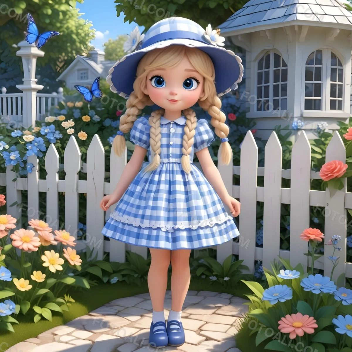 Adorable Cartoon Style A Young Girl With Large Blu 7 Db2f