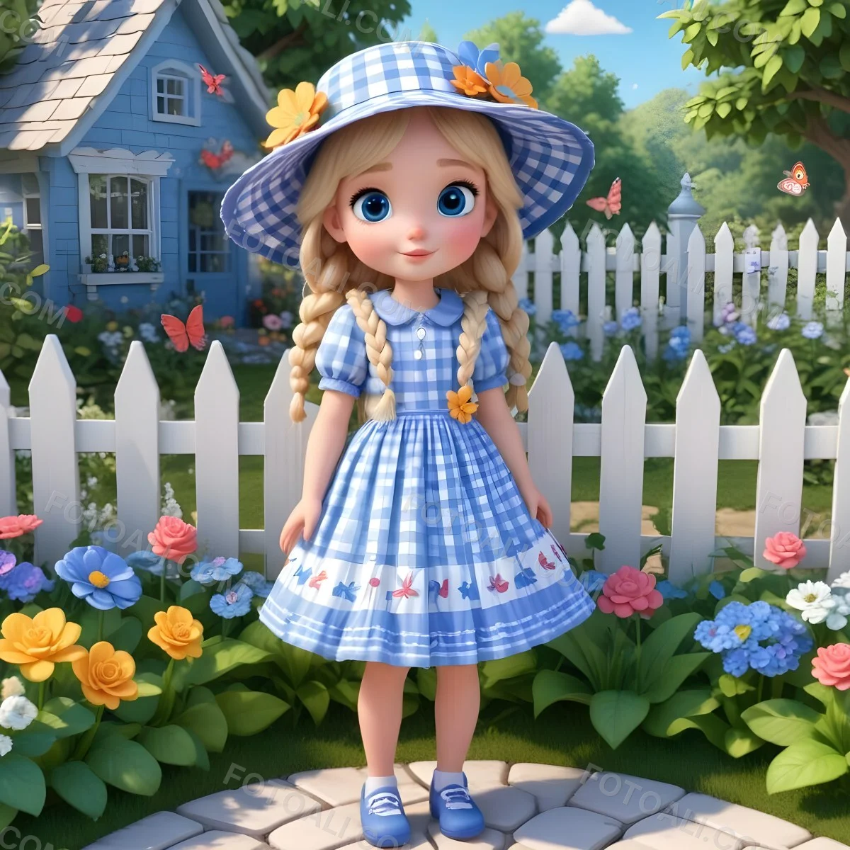 Adorable Cartoon Style A Young Girl With Large Blu 8 24c6