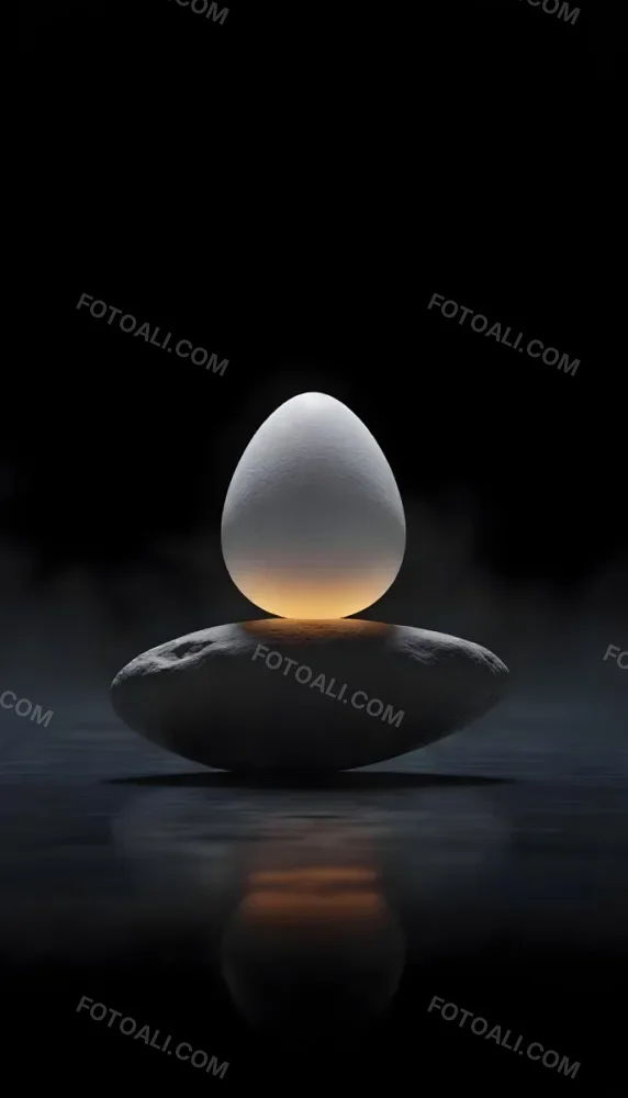 An Egg On Top Of A Rock With Light Coming From Underneath Dark Background Zen Concept Balance Harmony Peace Tranquility 2 3e60