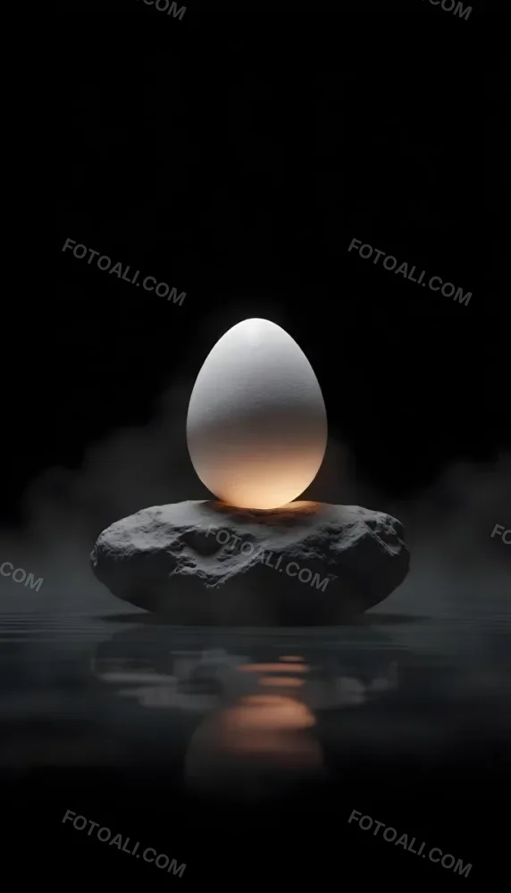 An Egg On Top Of A Rock With Light Coming From Underneath Dark Background Zen Concept Balance Harmony Peace Tranquility 3 461d