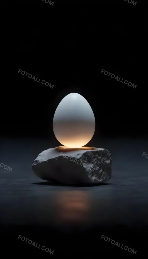 An Egg On Top Of A Rock With Light Coming From Underneath Dark Background Zen Concept Balance Harmony Peace Tranquility 5 A173