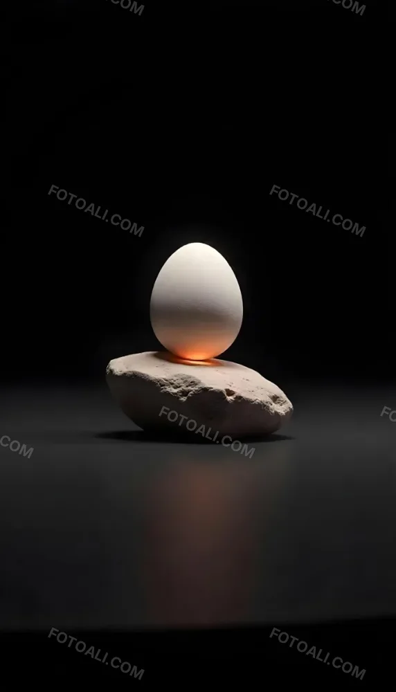 An Egg On Top Of A Rock With Light Coming From Underneath Dark Background Zen Concept Balance Harmony Peace Tranquility 7 998e