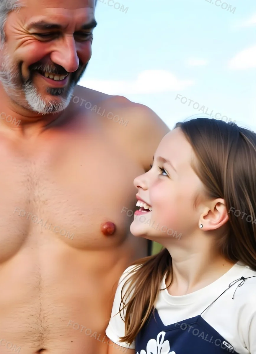 An Elderly Caucasian Man With A Long Gray Beard And A Younger Caucasian Woman With Long Dark Hair Smiling And Looking At Each Other In An Outdoor Setting 10 221a