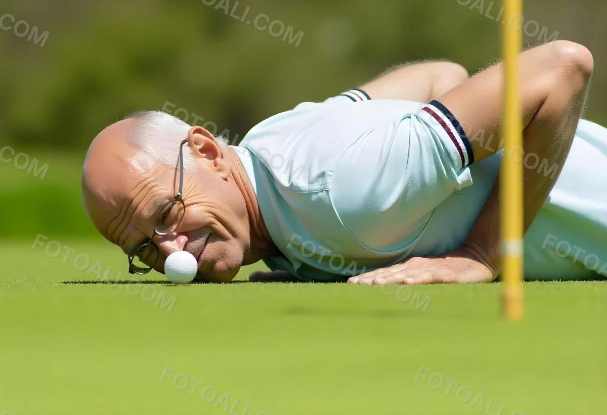 An Elderly Caucasian Man With Short Gray Hair And Glasses Wearing A Green Polo Shirt Lying On A Grassy Field And Smiling During The Day 1 Fd6f