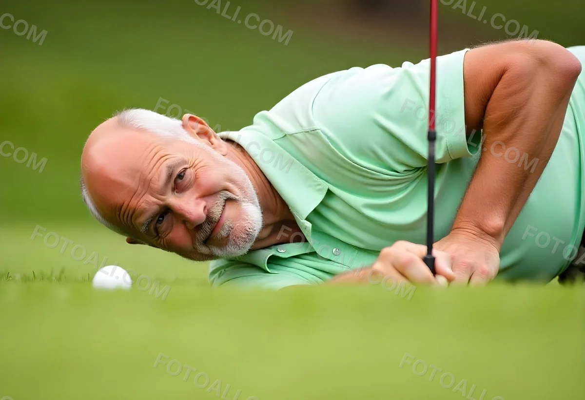 An Elderly Caucasian Man With Short Gray Hair And Glasses Wearing A Green Polo Shirt Lying On A Grassy Field And Smiling During The Day 5 Ba8b