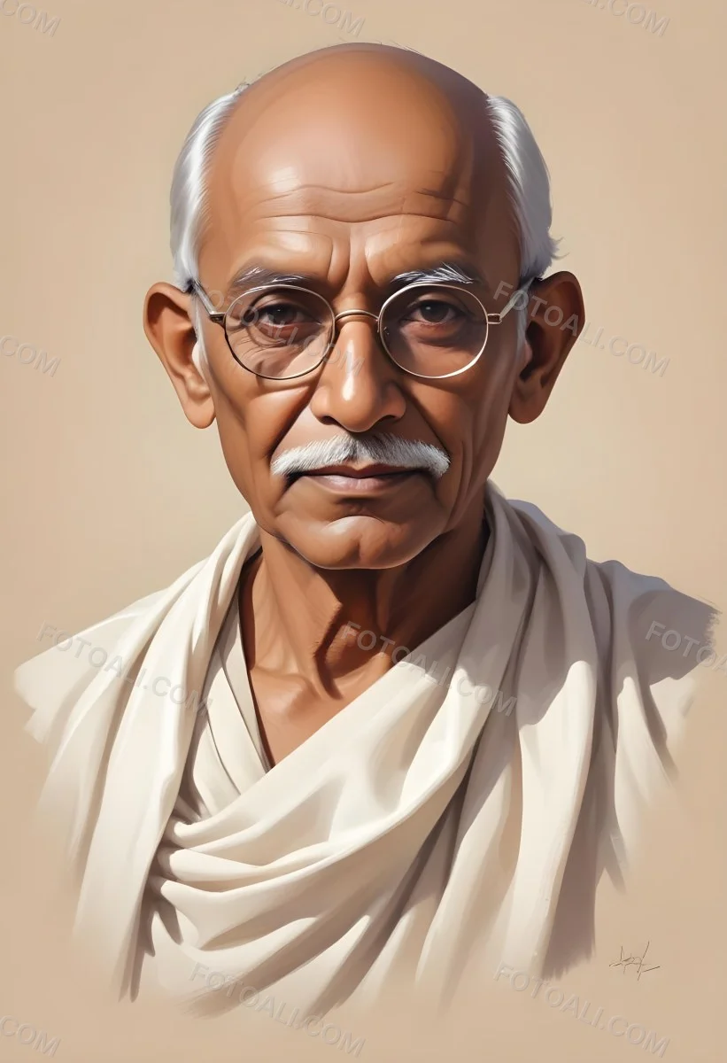 An Indian Man Age 70 With Light Brown Skin Brown Hair Wearing Round Glasses And A White Shawl Light Brown Background 22 7b6f