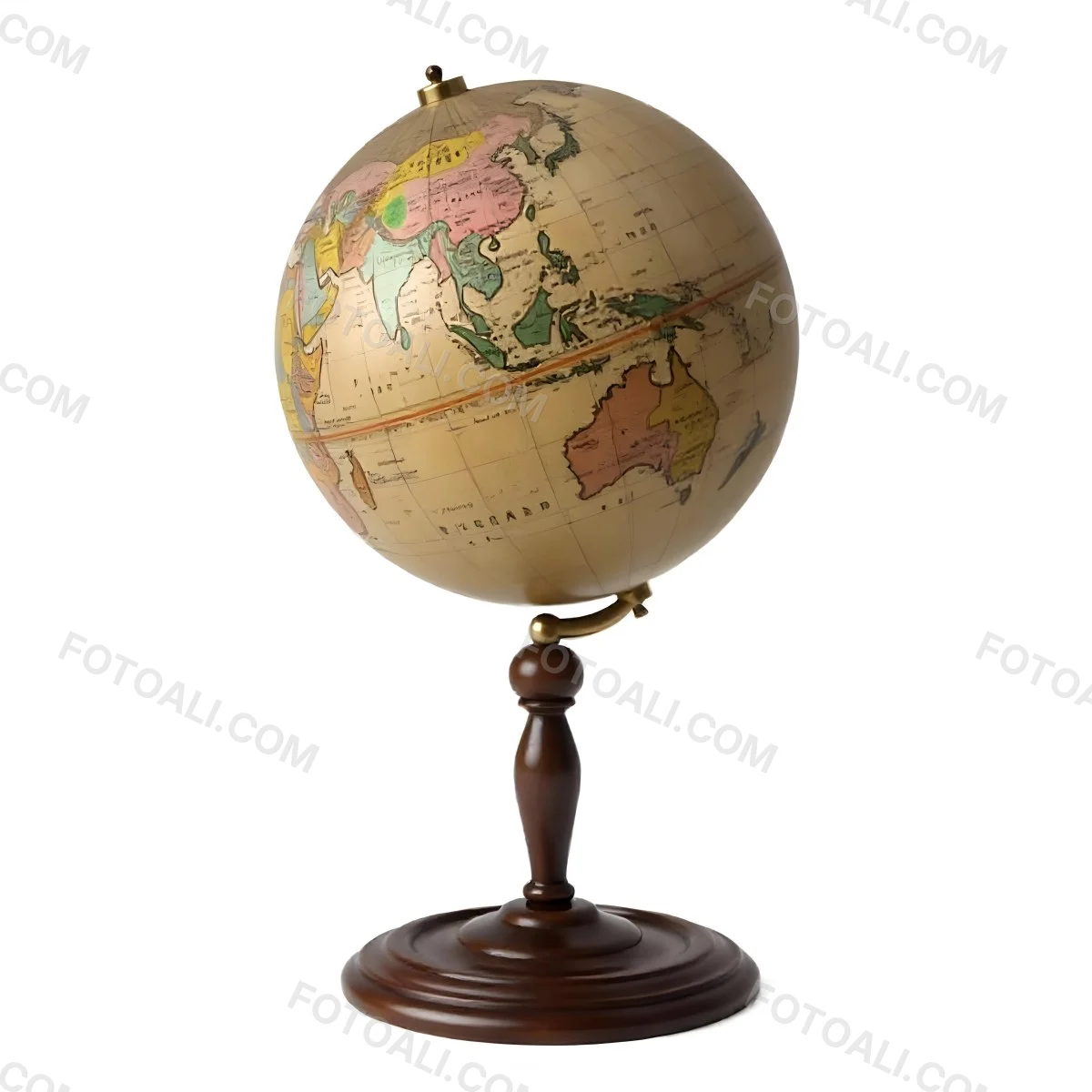An Old Earth Globe With A Wooden Stand Showing Continents And Oceans Vintage Style On A White Background Detailed Cartography Warm Lighting Antique Appearance 23 959d