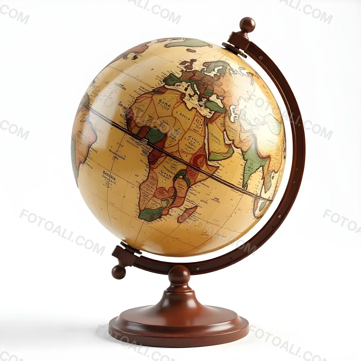 An Old Earth Globe With A Wooden Stand Showing Continents And Oceans Vintage Style On A White Background Detailed Cartography Warm Lighting Antique Appearance 4 Afd6