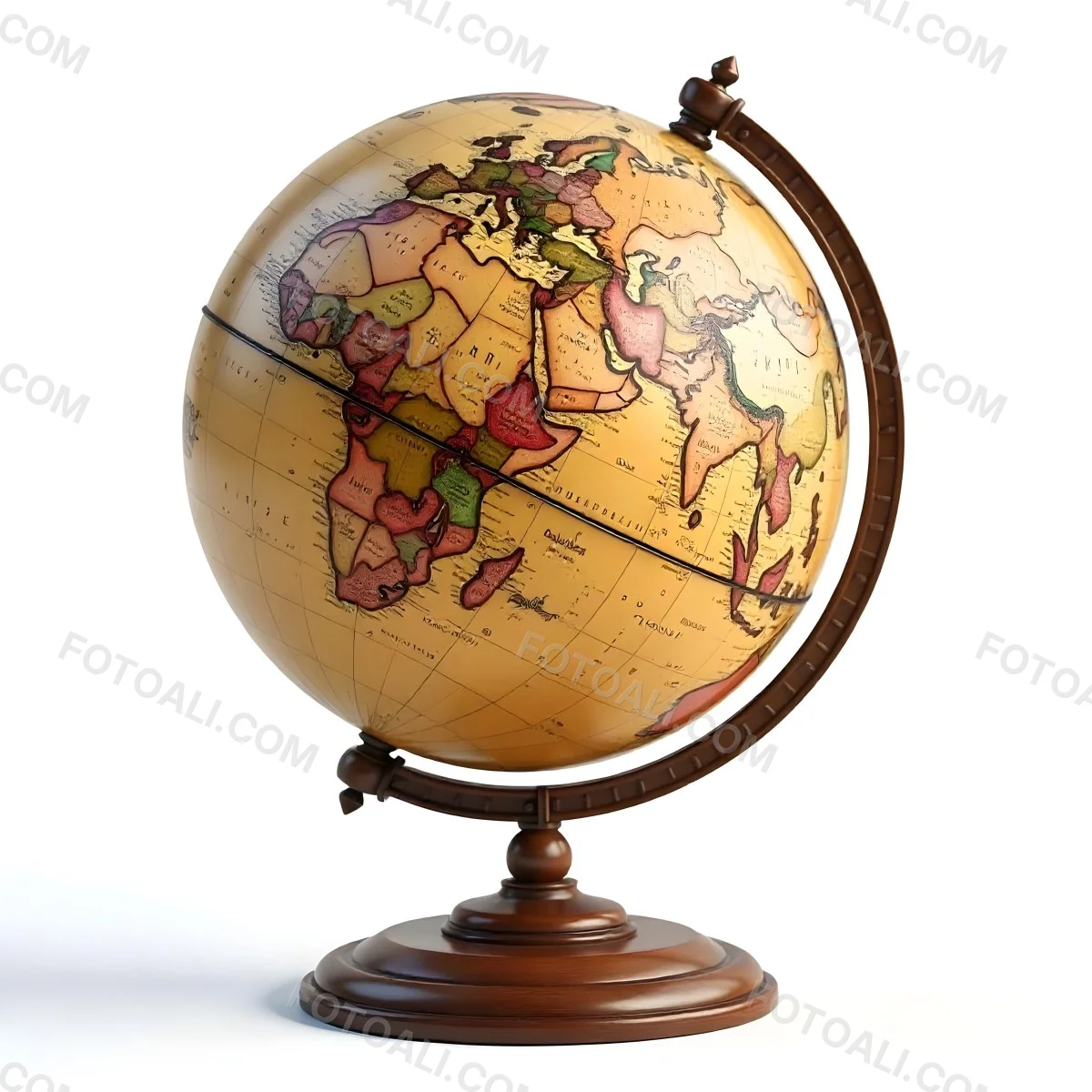 An Old Earth Globe With A Wooden Stand Showing Continents And Oceans Vintage Style On A White Background Detailed Cartography Warm Lighting Antique Appearance 6 7367