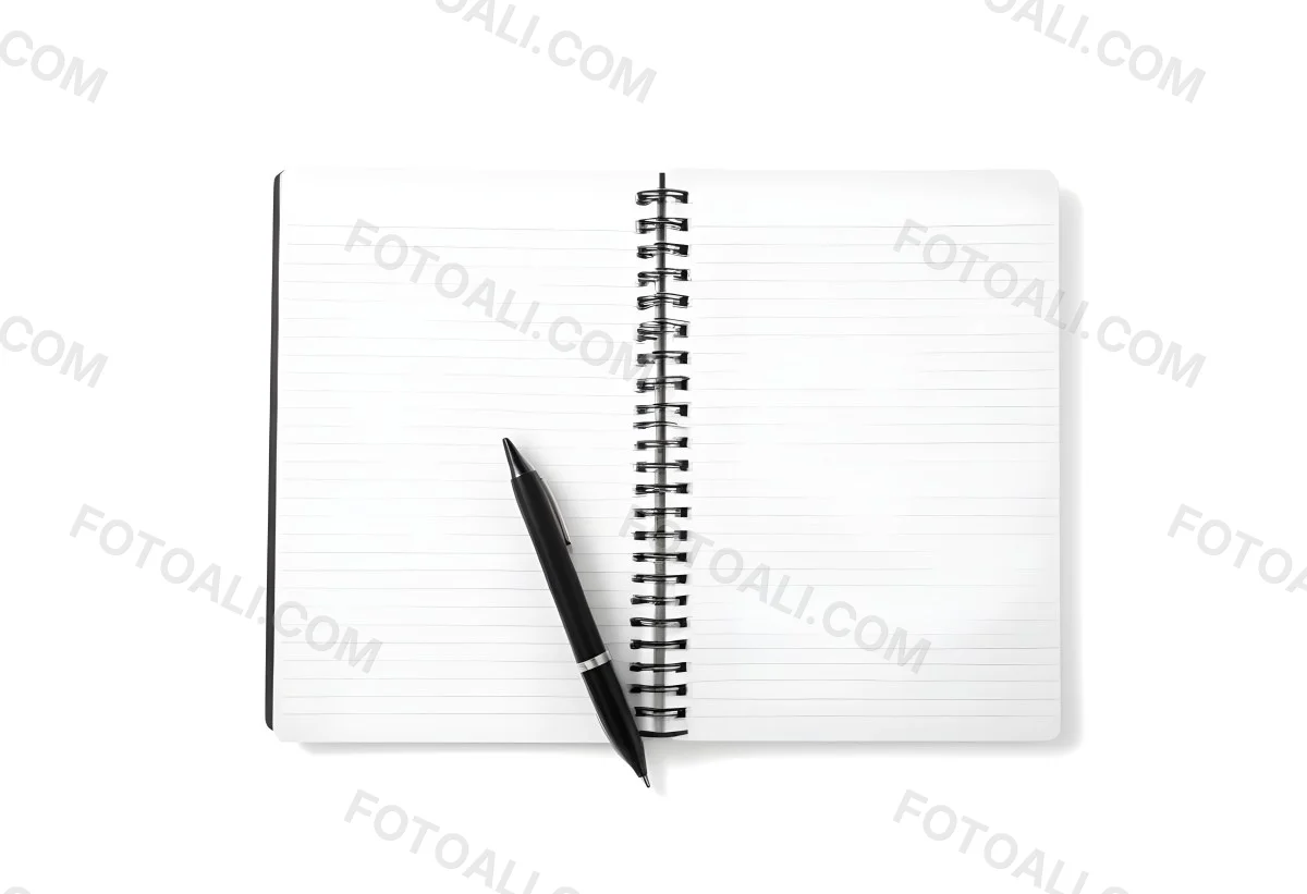 An Open Spiral Notebook With Lined Pages And A Black Pen Lying On Top Isolated On A White Background 26 2137