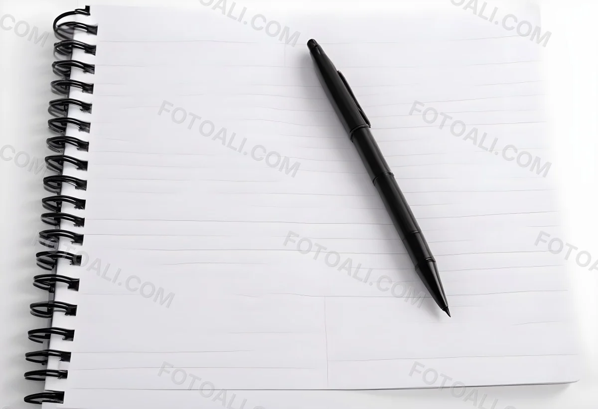 An Open Spiral Notebook With Lined Pages And A Black Pen Lying On Top Isolated On A White Background 30 11b7