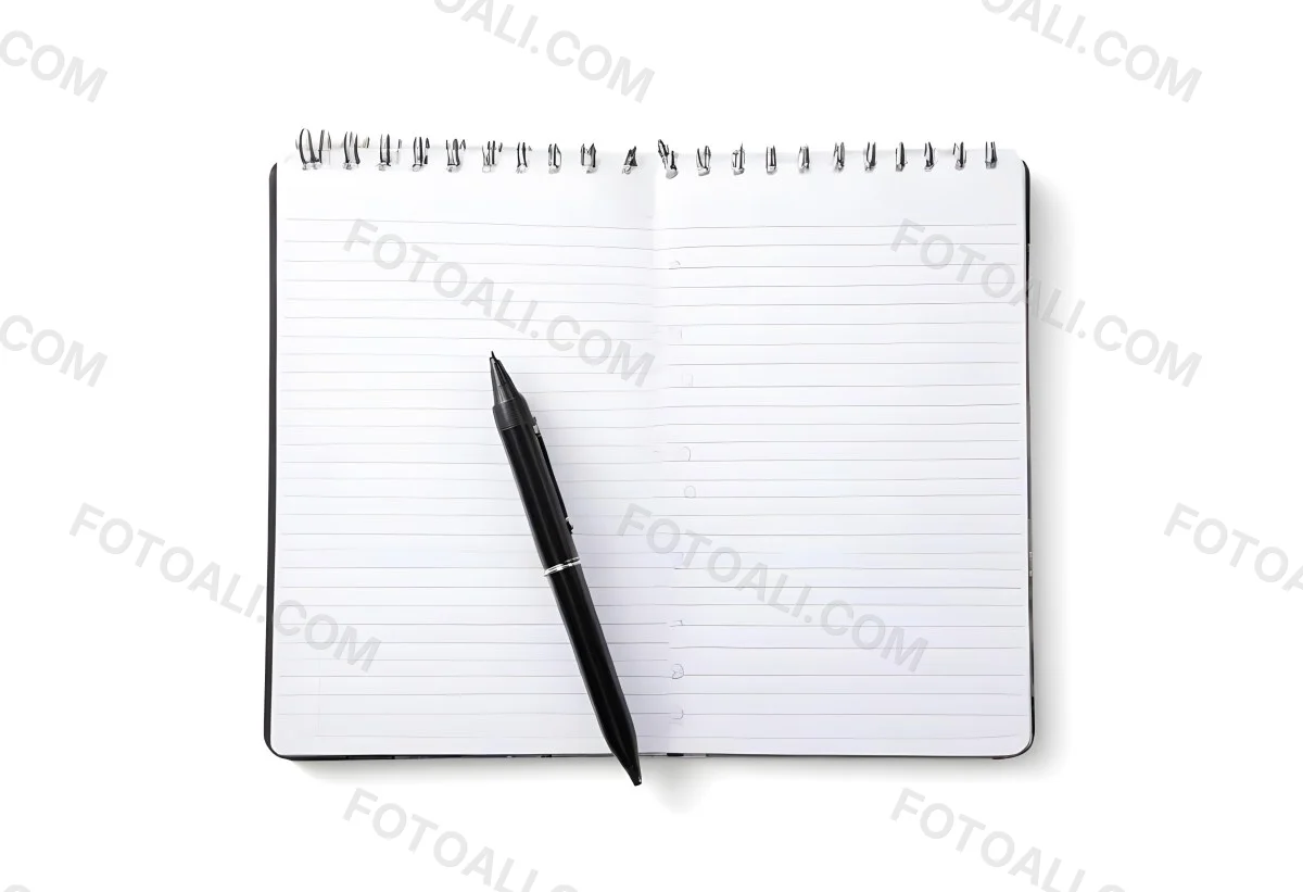An Open Spiral Notebook With Lined Pages And A Black Pen Lying On Top Isolated On A White Background 5 7206