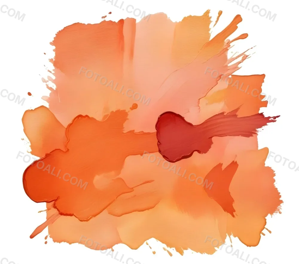 An Orange And Red Watercolor Stain With Visible Brush Strokes Creating A Textured Effect On A White Background 4 Ce91