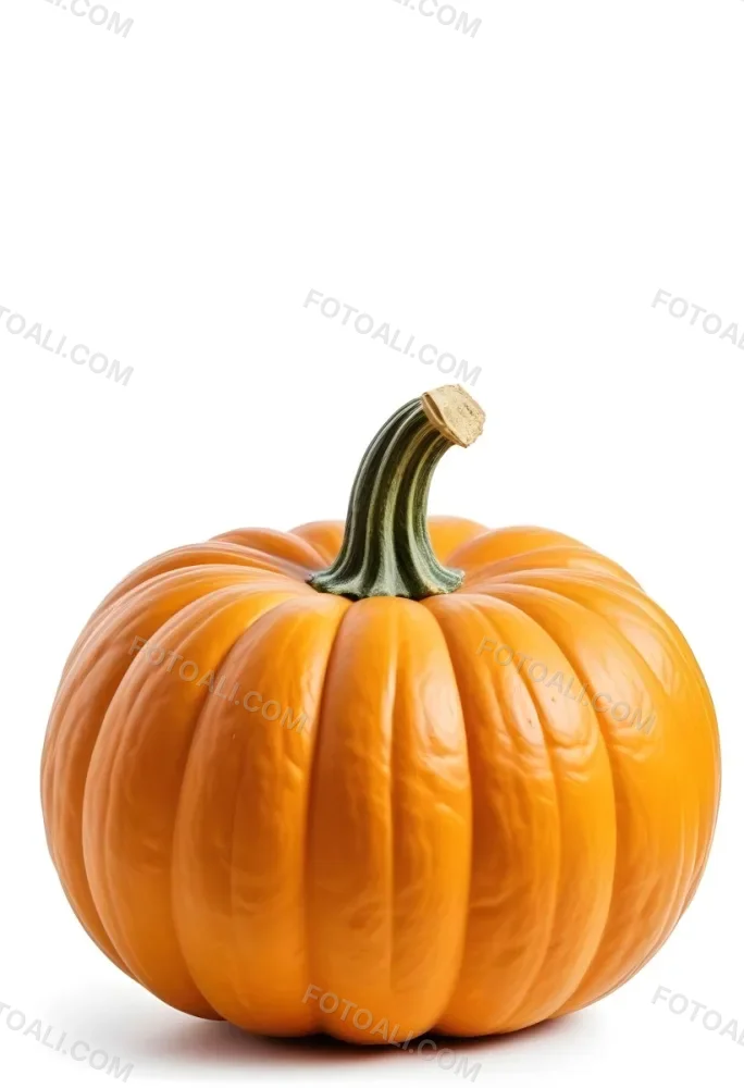 An Orange Pumpkin With A Thick Stem The Pumpkin Has A Rough Texture Isolated On A White Background 1 C57b