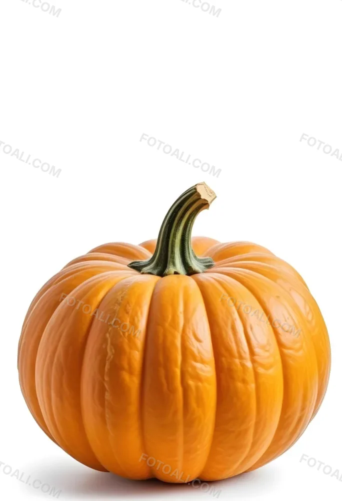 An Orange Pumpkin With A Thick Stem The Pumpkin Has A Rough Texture Isolated On A White Background 10 23bb