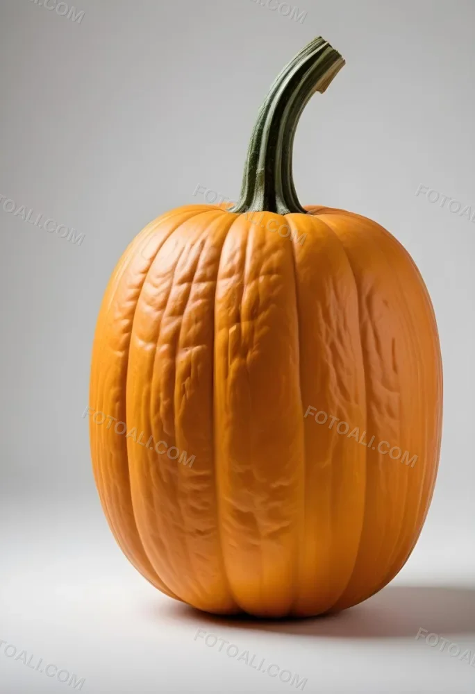 An Orange Pumpkin With A Thick Stem The Pumpkin Has A Rough Texture Isolated On A White Background 14 3568