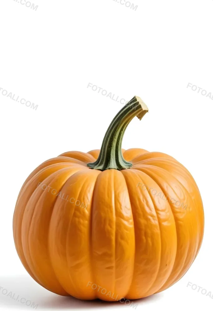 An Orange Pumpkin With A Thick Stem The Pumpkin Has A Rough Texture Isolated On A White Background 18 873a