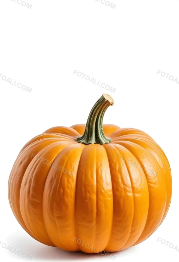 An Orange Pumpkin With A Thick Stem The Pumpkin Has A Rough Texture Isolated On A White Background 21 Db9b
