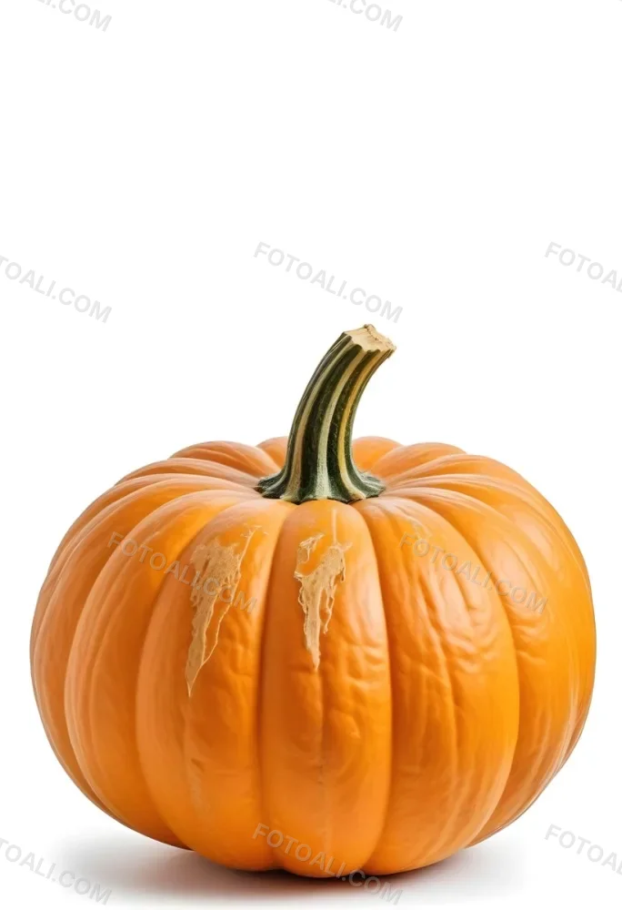 An Orange Pumpkin With A Thick Stem The Pumpkin Has A Rough Texture Isolated On A White Background 25 D06c
